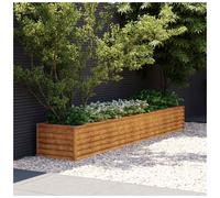Raised Garden Bed Galvanised Steel Light Brown 291x50x36cm Long Outdoor Planter