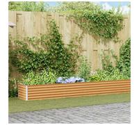 Raised Garden Bed Galvanised Steel Light Brown 485x50x36 cm Heavy Duty Planter.