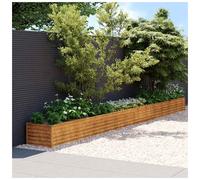 Raised Garden Bed Galvanised Steel Light Brown 580x50x36cm Weather-Resistant XL