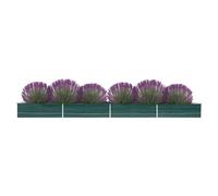 vidaXL Garden Raised Bed-600x45cm Rectangular Galvanised Steel Planter for Outdoor Gardening-Green Spacious Plant Pot