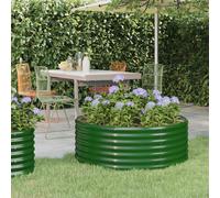 Raised Garden Bed Green Galvanised Steel 100x100x36 cm Round Planter Outdoor XL