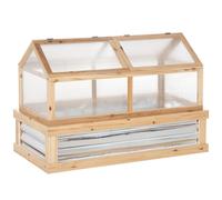 Raised Garden Bed Greenhouse Natural Wood Finish and Polycarbonate 122x61x81.7cm
