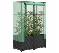 Raised Garden Bed Greenhouse PP Rattan Look Black 80x40x138cm PE Net with Cover