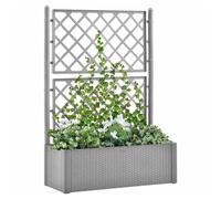 Raised Garden Bed Grey 100x43x142 cm PP Rattan Effect Trellis Self-Watering 35L