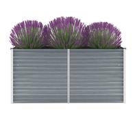 Raised Garden Bed Grey Galvanised Steel 160x40x77cm Deep Sturdy Planter EdgeFold