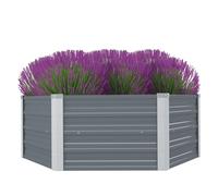 Raised Garden Bed Hexagon Grey 129x129x45cm Galvanised Steel Safety Rim FoldEdge