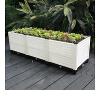 Raised Garden Bed Kit - Outdoor Plastic Planter for Balcony, Rooftop, Patio or Yard - Narrow Rectangle Design with Plant Shelf