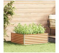 Raised Garden Bed Light Brown 98x100x36cm Galvanised Steel Outdoor Planter Plus