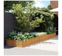 Raised Garden Bed Light Brown Galvanised Steel 482x100x36 cm Outdoor Planter