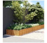 Raised Garden Bed Light Brown Galvanised Steel 98x50x36cm Outdoor Planter Sturdy