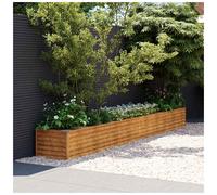 Raised Garden Bed Light Brown Galvanized Steel 386x50x36 cm Outdoor Weatherproof