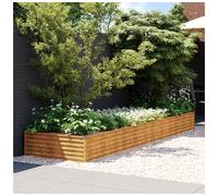 Raised Garden Bed Light Brown Galvanized Steel 387x100x36cm Open Bottom Outdoor