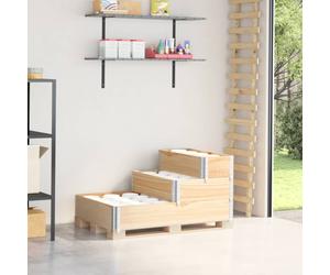 Raised Garden Bed Natural Pine 120 x 80 cm 3-Tier Stackable Foldable Open-Bottom