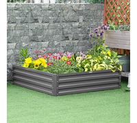 Outsunny Raised Metal Garden Flower/Veg Planter - Light Grey, Grey