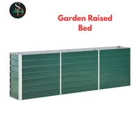 Raised Garden Bed Outdoor Planter Flower Box Galvanised Steel Green vidaXL