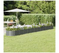 Raised Garden Bed Oval Galvanised Steel Grey 152x80x36 cm Heavy-Duty Planter Box