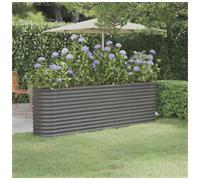Raised Garden Bed Oval Galvanised Steel Grey 224x40x68cm Outdoor Planter-DeepXL