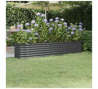 Raised Garden Bed Oval Planter Large 224 x 40 x 36 cm Grey Galvanised Steel