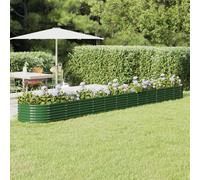 Raised Garden Bed Powder-Coated Steel Green 512x80x36 cm Durable Deep Planter