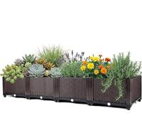 Raised Garden Bed Self Watering Deepened, 160 x 40 x 20 cm Rectangular Planter Box Kit with Drainage Plug, Deep Elevated PP Raised Bed for Outdoor Growing Plants, Flowers, Herbs for Patio, Balcony