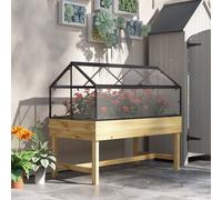 Outsunny Raised Garden Bed with Polycarbonate Panel, Natural, Brown