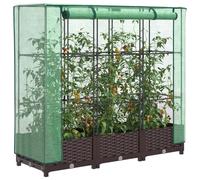 Raised Garden Bed with Greenhouse Cover Brown 120x40x123cm PP Rattan Iron Frame