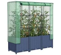vidaXL Raised Bed with Greenhouse Cover, Outdoor Plant Box for Balcony Terrace, Garden Planter for Plants Vegetables Herbs, Flower Pot, Rattan Look