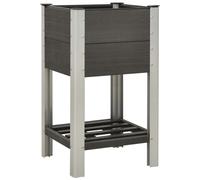 vidaXL Garden Raised Bed with Shelf WPC Grey Flower Box Outdoor Planter Pot