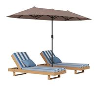 Raised Garden Kits 13 FT Double-sided Patio Umbrella Outdoor Large Twin Size Umbrella Crank Handle 12 Heavy-Duty Ribs Oversized Rectangle Market Umbrella for Garden Deck Poolside