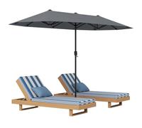 Raised Garden Kits 13 FT Double-sided Patio Umbrella Outdoor Large Twin Size Umbrella Crank Handle 12 Heavy-Duty Ribs Oversized Rectangle Market Umbrella for Garden Deck Poolside