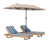 Raised Garden Kits 13 FT Double-sided Patio Umbrella Outdoor Large Twin Size Umbrella Crank Handle 12 Heavy-Duty Ribs Oversized Rectangle Market Umbrella for Garden Deck Poolside
