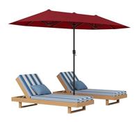 Raised Garden Kits 13 FT Double-sided Patio Umbrella Outdoor Large Twin Size Umbrella Crank Handle 12 Heavy-Duty Ribs Oversized Rectangle Market Umbrella for Garden Deck Poolside