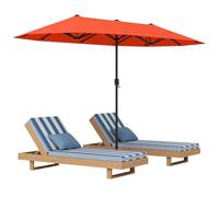 Raised Garden Kits 13 FT Double-sided Patio Umbrella Outdoor Large Twin Size Umbrella Crank Handle 12 Heavy-Duty Ribs Oversized Rectangle Market Umbrella for Garden Deck Poolside