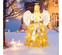 Raised Garden Kits 157cm großer LED Engel im Kleid beleuchteter Weihnachtsengel warmweiß mit LED-Lichtern Weihnachtsbeleuchtung Figur Engel für Außen Innen Weihnachten Dekoration