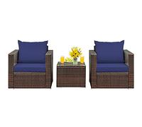 Raised Garden Kits 3-Piece Patio Furniture Set PE Wicker Sofa Set with Cushions and Coffee Table Outdoor Patio Conversation Set for Garden Poolside Balcony