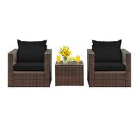 Raised Garden Kits 3PCS Patio Furniture Set Wicker Sofa Set with Cushions and Coffee Table Outdoor Patio Conversation Set for Garden Poolside Balcony