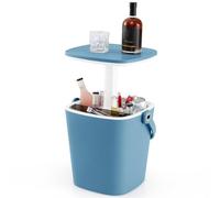 Raised Garden Kits Cool Bar 4 in 1 Cocktailtisch Beistelltisch höhenverstellbar 15 L Getränkekühler mit Deckel Griff Flaschenöffner Teilerbox wetterfest für Garten Terrasse Pool Pa