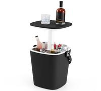 Raised Garden Kits Cool Bar 4 in 1 Cocktailtisch Beistelltisch höhenverstellbar 15 L Getränkekühler mit Deckel Griff Flaschenöffner Teilerbox wetterfest für Garten Terrasse Pool Pa