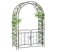 Raised Garden Kits Garden Arbor 84" No Dig Heavy-Duty Metal Archway with Lockable Gate for Climbing Plants Roses Vines Decorative Outdoor Garden Arch Trellis for Wedding Party Path