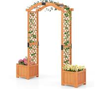 Raised Garden Kits Garden Arch with Planter Box 2M Wooden Pergola Arbor Removable Bottom Panels Rose for Lawn Backyard Wedding