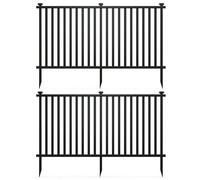 Raised Garden Kits - Outdoor Vinyl Picket Fence Panels, 80 L x 37.5 H, No Dig Installation with Ground Stakes and Protective Caps for Yard Patio Barrier 2 Panels