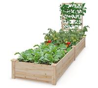 Raised Garden Kits with Trellis Planter Box 93" L x 25" W x 40" H Outdoor Wooden Planter Box for Flower Herb Vegetable Fruit Climbing Vines Elevated Gardening Bed for Garden Patio