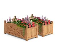Raised Garden Kits Wooden 2 Solid Wood Gardening Plant Container Drainage Holes for Flower Vegetable Fruit Outdoor Elevated Planter Box for Patio Garden Yard Balcony (36 x 16 x 15