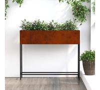 Raised Garden Planter 100 x 26 x 82cm Weathering Steel Rectangular Metal Outdoor