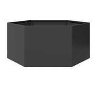 Raised Garden Planter Black Steel Hexagonal 104x90x45cm Outdoor Raised Bed Large