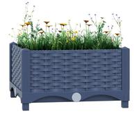 Raised Garden Planter Box 40 x 40 x 23 cm Blue Grey PP Raised Bed for Balcony Patio Outdoor Large Plant Pots Flower Herb Bed