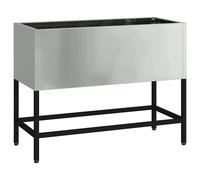 vidaXL modern galvanized metal planter - rectangular 60x26x45 cm industrial steel trough - silver for gardens and balconies - indoor/outdoor plant container with drainage