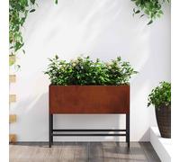 Raised Garden Planter Weathering Steel Metal 60x26x45cm Rusty Modern Rectangular