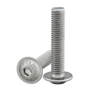 Raised Head Metal Bolt Screws with Flange and Hexagon Socket (ISK) according to ISO 7380-2, Stainless Steel A2 V2A Fully Threaded Flange Screw, Flat Head Oval Head Screw (Pack of 10, M8 x 50 mm)