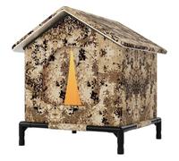 Raised Insulated Outdoor Cat House with Stand, Foldable Winter Shelter | Raised Stand Keeps Shelter Off the Ground, Insulated Foldable Tent with Curtain Entry for Cats, Kittens and Small Dogs